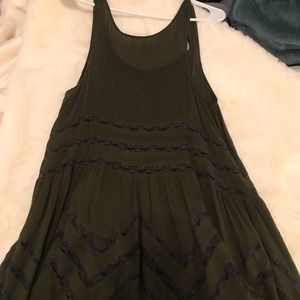 Free People Trapeze slip dress Olive green lace